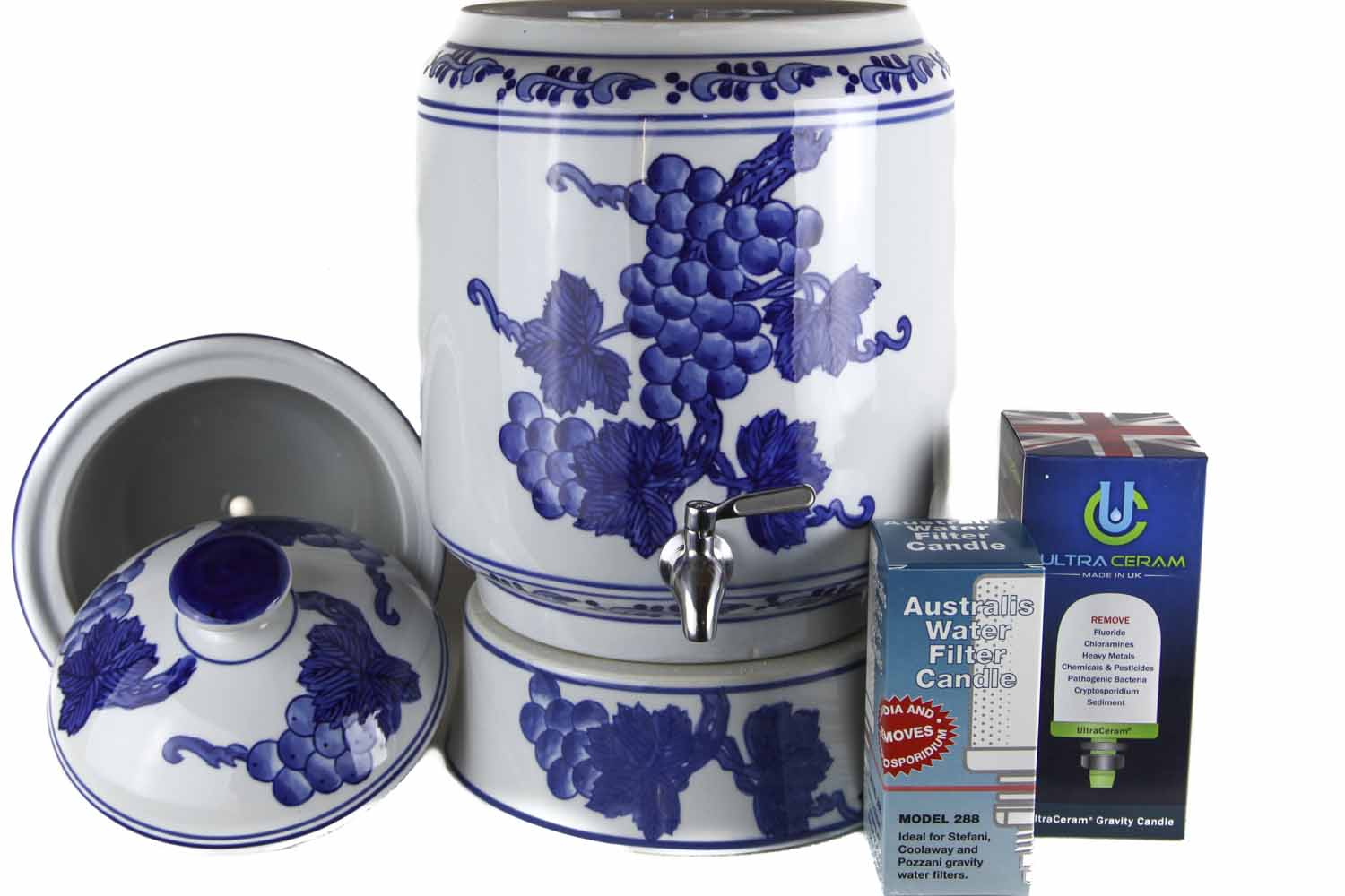 (image for) Ming Blue Grape Water Purifiers - missing glaze inside tank - Click Image to Close