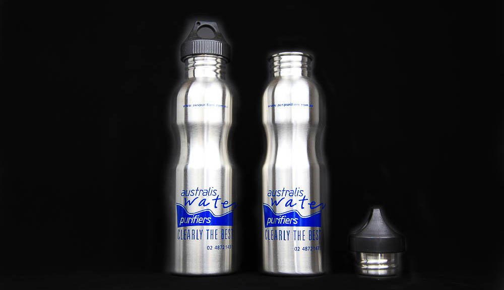 Stainless Steel Water Bottle - 900ml with Loop Cap - Australis - Click Image to Close